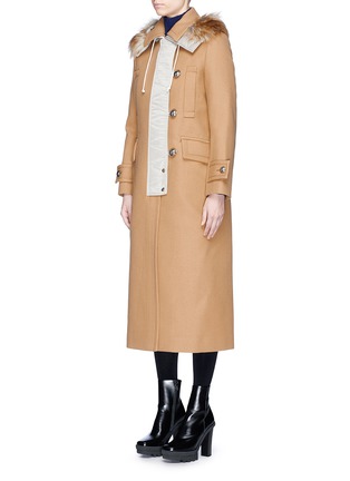 Front View - Click To Enlarge - SACAI - Contrast hood wool melton coat