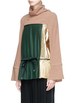 Front View - Click To Enlarge - SACAI - Knit yoke pleated sweater