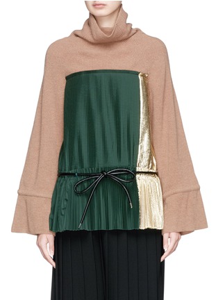 Main View - Click To Enlarge - SACAI - Knit yoke pleated sweater