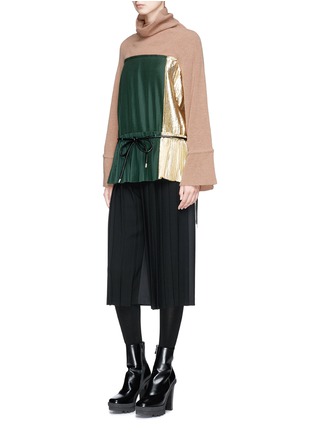 Figure View - Click To Enlarge - SACAI - Knit yoke pleated sweater