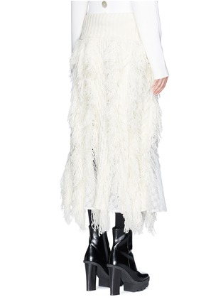Back View - Click To Enlarge - SACAI - Lace trim fringed cable knit skirt