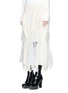 Front View - Click To Enlarge - SACAI - Lace trim fringed cable knit skirt