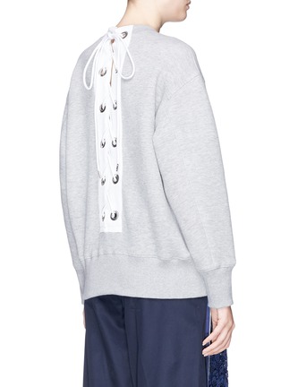 Back View - Click To Enlarge - SACAI - Lace-up back sweatshirt