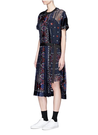 Figure View - Click To Enlarge - SACAI - Bandana print velvet panel belted dress