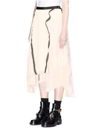 Front View - Click To Enlarge - SACAI - Plissé pleated sateen chiffon wrap skirt