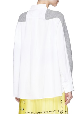 Back View - Click To Enlarge - SACAI - Rib knit hopsack shirt cardigan