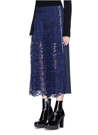 Front View - Click To Enlarge - SACAI - Pleated lace front culottes