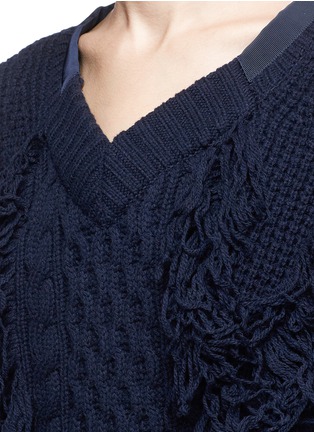 Detail View - Click To Enlarge - SACAI - Fringed cable knit sweater