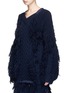 Front View - Click To Enlarge - SACAI - Fringed cable knit sweater