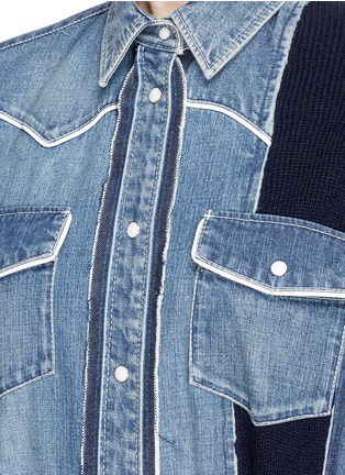 Detail View - Click To Enlarge - SACAI - Rib knit panel denim dress