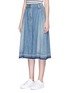 Front View - Click To Enlarge - SACAI - Frayed cuff denim culottes