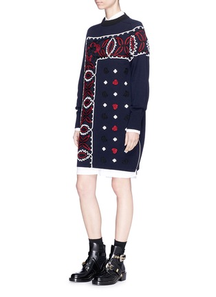 Figure View - Click To Enlarge - SACAI - Bandana embroidered wool knit dress