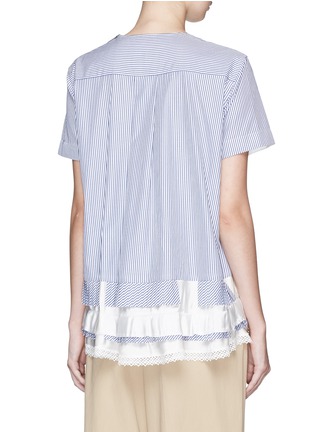 Back View - Click To Enlarge - SACAI - Tiered pleated hem stripe T-shirt