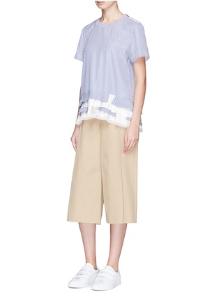 Figure View - Click To Enlarge - SACAI - Tiered pleated hem stripe T-shirt