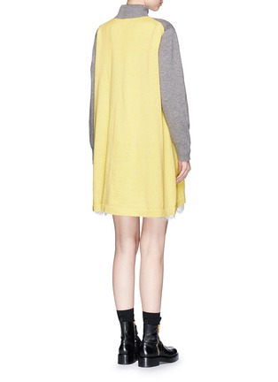 Back View - Click To Enlarge - SACAI - Lace underlay colourblock turtleneck sweatshirt dress