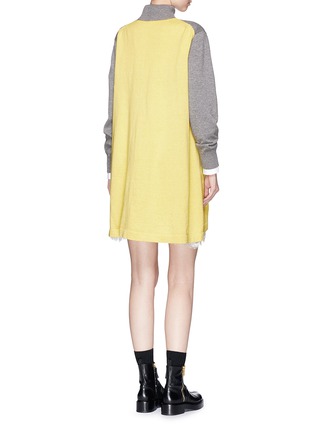 Figure View - Click To Enlarge - SACAI - Lace underlay colourblock turtleneck sweatshirt dress