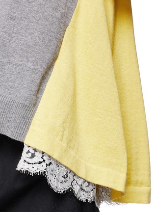 Detail View - Click To Enlarge - SACAI - Lace underlay colourblock wool-cotton sweatshirt