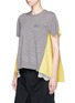 Front View - Click To Enlarge - SACAI - Lace underlay colourblock wool-cotton sweatshirt