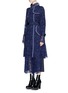 Front View - Click To Enlarge - SACAI - Buckled belt floral lace coat