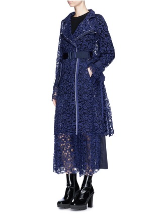 Figure View - Click To Enlarge - SACAI - Buckled belt floral lace coat