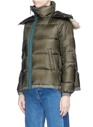 Front View - Click To Enlarge - SACAI - Faux fur trim quilted down jacket