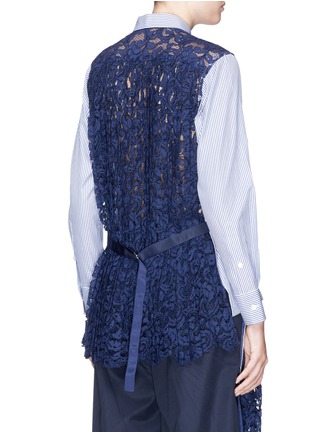 Back View - Click To Enlarge - SACAI - Pleated lace back stripe shirt