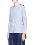 Front View - Click To Enlarge - SACAI - Pleated lace back stripe shirt