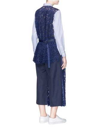 Figure View - Click To Enlarge - SACAI - Pleated lace back stripe shirt