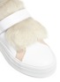 Detail View - Click To Enlarge - MONCLER - 'Victoire' lamb fur trim leather sneakers