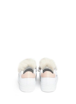Back View - Click To Enlarge - MONCLER - 'Victoire' lamb fur trim leather sneakers