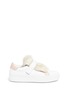 Main View - Click To Enlarge - MONCLER - 'Victoire' lamb fur trim leather sneakers