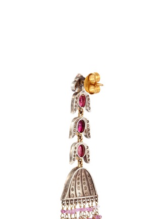Detail View - Click To Enlarge - AISHWARYA - Diamond pavé ruby fringe drop earrings