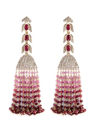 Main View - Click To Enlarge - AISHWARYA - Diamond pavé ruby fringe drop earrings