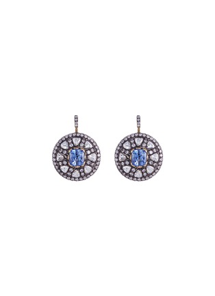 Main View - Click To Enlarge - AISHWARYA - Diamond sapphire gold alloy circle earrings