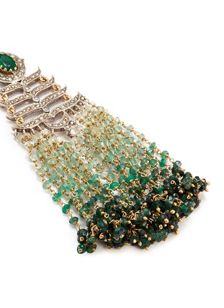 Detail View - Click To Enlarge - AISHWARYA - Diamond emerald gold alloy fringe drop earrings