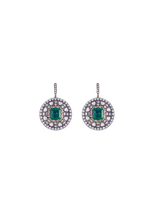 Main View - Click To Enlarge - AISHWARYA - Diamond emerald gold alloy circle earrings