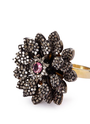 Detail View - Click To Enlarge - AISHWARYA - Diamond tourmaline gold alloy floral ring