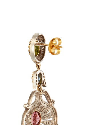 Detail View - Click To Enlarge - AISHWARYA - Diamond tourmaline aquamarine gold alloy fringe drop earrings
