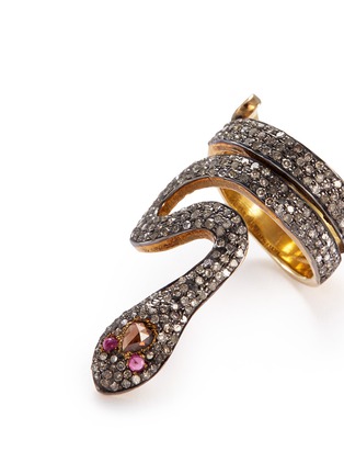 Detail View - Click To Enlarge - AISHWARYA - Diamond ruby gold alloy snake ring