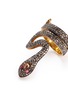 Detail View - Click To Enlarge - AISHWARYA - Diamond ruby gold alloy snake ring