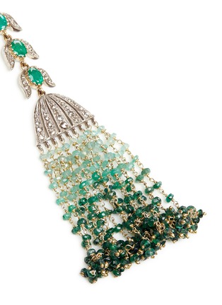 Detail View - Click To Enlarge - AISHWARYA - Diamond pavé emerald fringe drop earrings