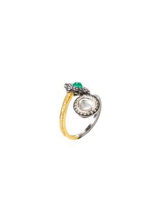 Figure View - Click To Enlarge - AISHWARYA - Diamond emerald gold alloy open ring