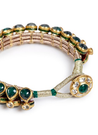 Detail View - Click To Enlarge - AISHWARYA - Diamond emerald 14k gold alloy bangle