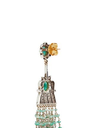 Detail View - Click To Enlarge - AISHWARYA - Diamond pavé emerald pearl fringe drop earrings