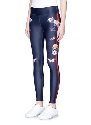Front View - Click To Enlarge - THE UPSIDE - 'The Night Garden' floral print yoga leggings