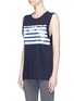 Front View - Click To Enlarge - THE UPSIDE - 'Rainbow' stripe logo print muscle tank top