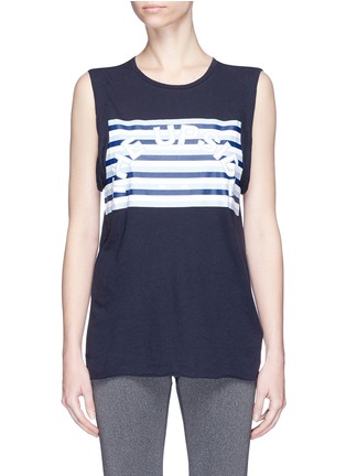 Main View - Click To Enlarge - THE UPSIDE - 'Rainbow' stripe logo print muscle tank top