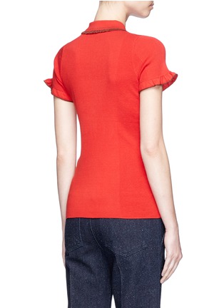 Back View - Click To Enlarge - 74017 - Ruffle knit polo shirt
