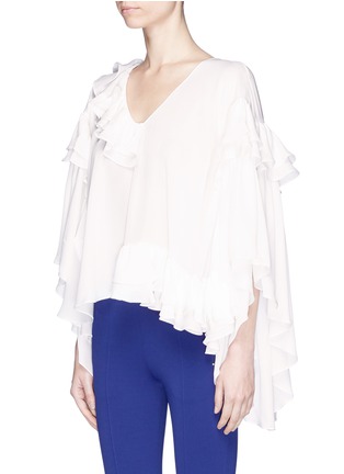 Front View - Click To Enlarge - EMILIO PUCCI - Tiered ruffle silk crepe top
