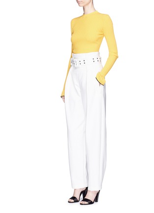 Figure View - Click To Enlarge - EMILIO PUCCI - 'Crespo' belted high waist cady crepe pants